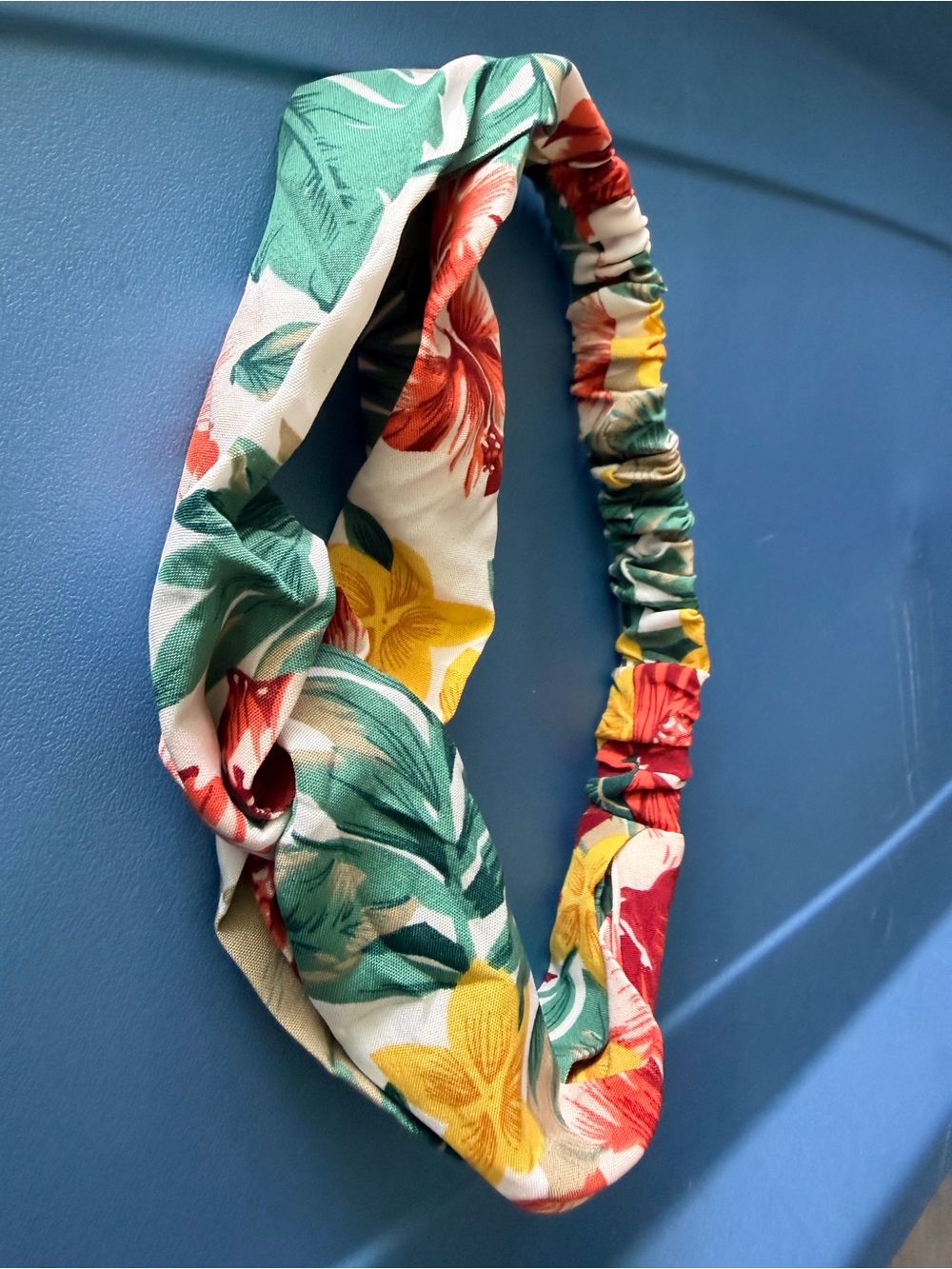 Floral Twist Elastic Headband - Tropical Print
